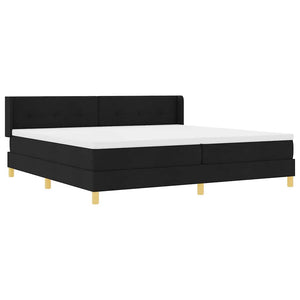 Κρεβάτι με ελατήρια με κεφαλάρι Μαύρο 200 x 200 cm ύφασμα - Pakobazaar
