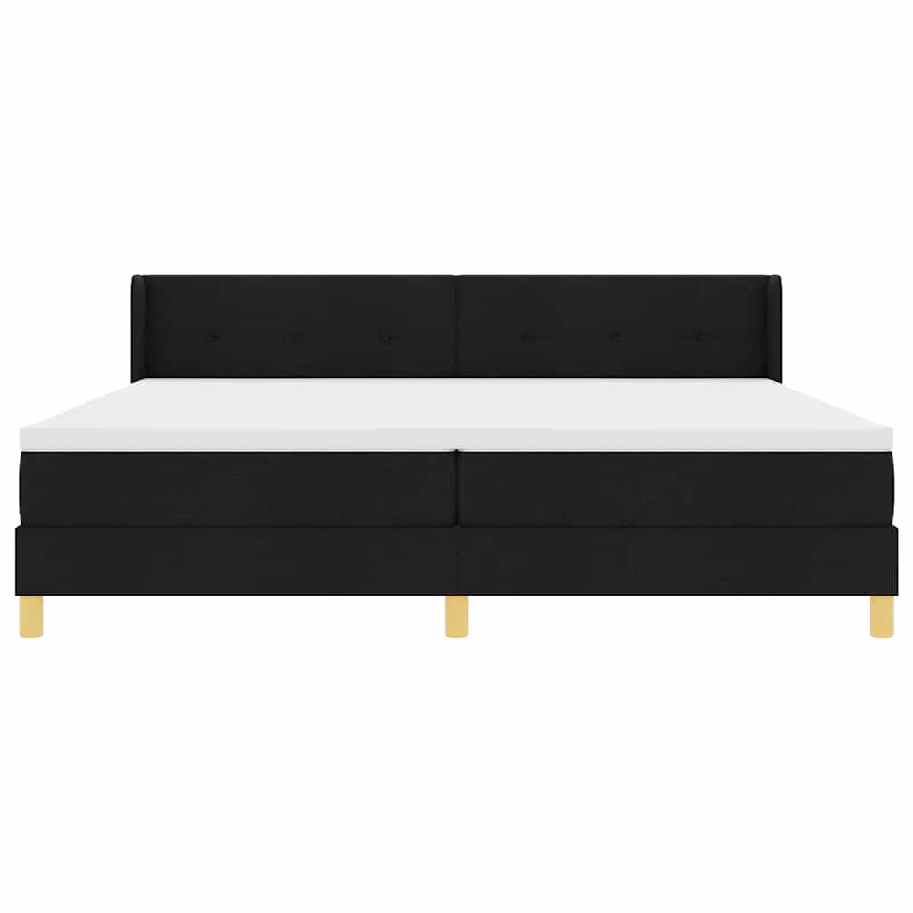 Κρεβάτι με ελατήρια με κεφαλάρι Μαύρο 200 x 200 cm ύφασμα - Pakobazaar