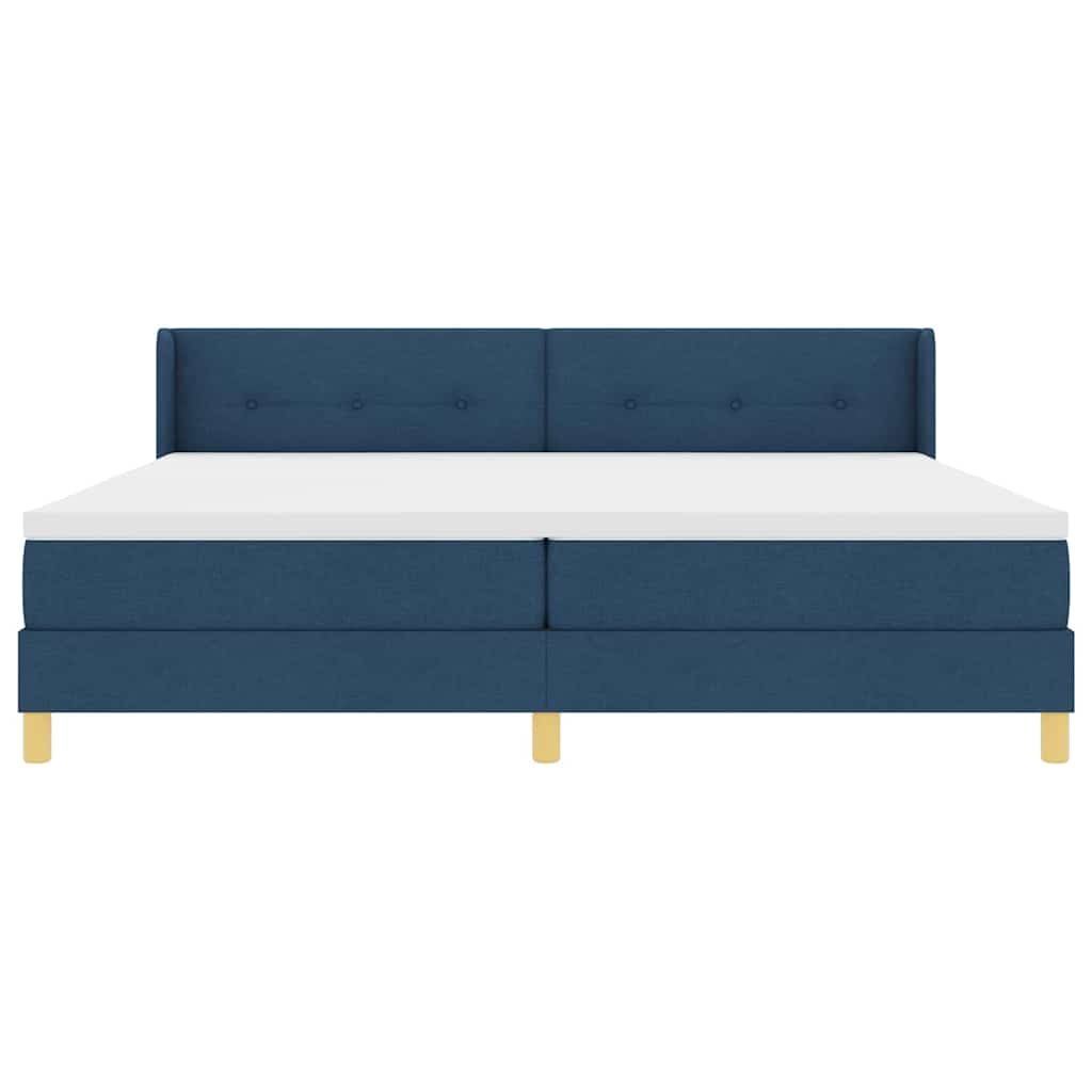 Κρεβάτι με Ελατήρια με στρώμα Μπλε 200 x 200 cm ύφασμα - Pakobazaar