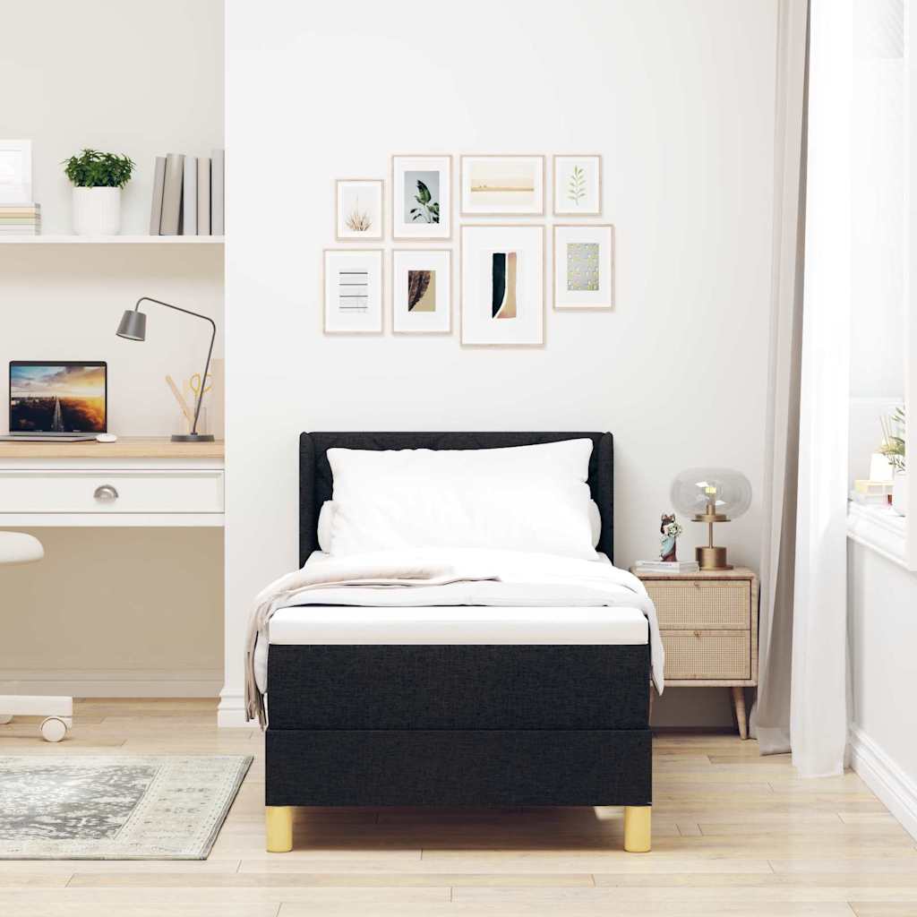 Κρεβάτι με ελατήρια Μαύρο 200 x 80 εκατοστά Πολυεστέρας - Pakobazaar