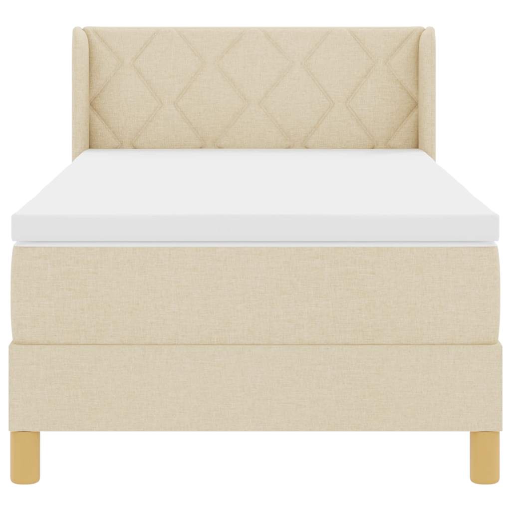 Κρεβάτι με ελατήρια με στρώμα Κρεμ 200 x 90 εκ. ύφασμα