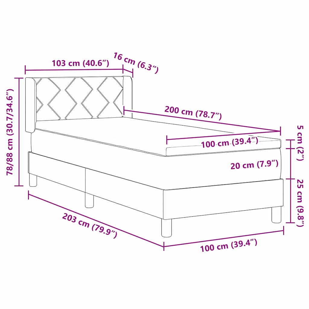 Κρεβάτι με ελατήρια Ανοιχτό γκρι 200 x 100 cm ύφασμα - Pakobazaar