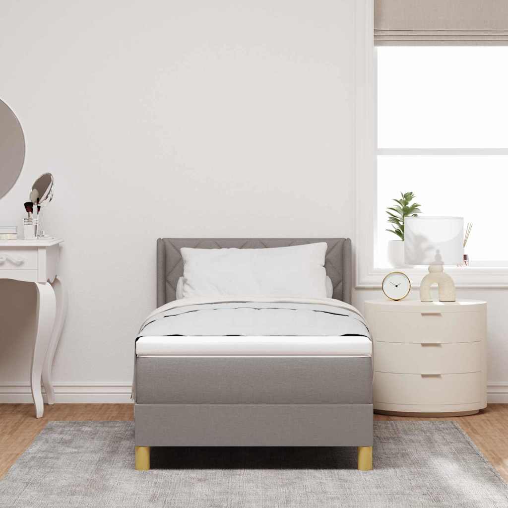 Κρεβάτι με ελατήρια με κεφαλάρι Taupe 200 x 100 cm ύφασμα