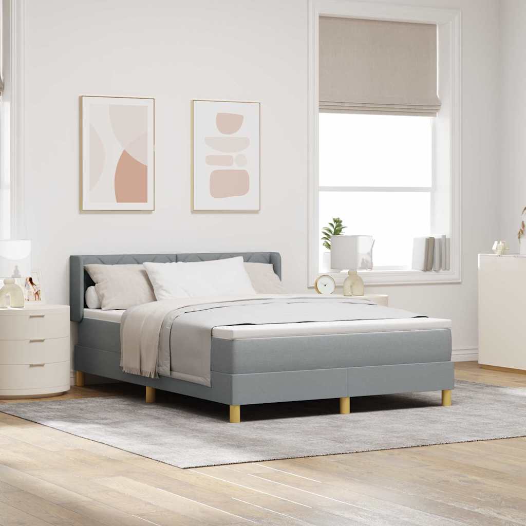 Κρεβάτι με ελατήρια Ανοιχτό γκρι 200 x 140 cm ύφασμα - Pakobazaar