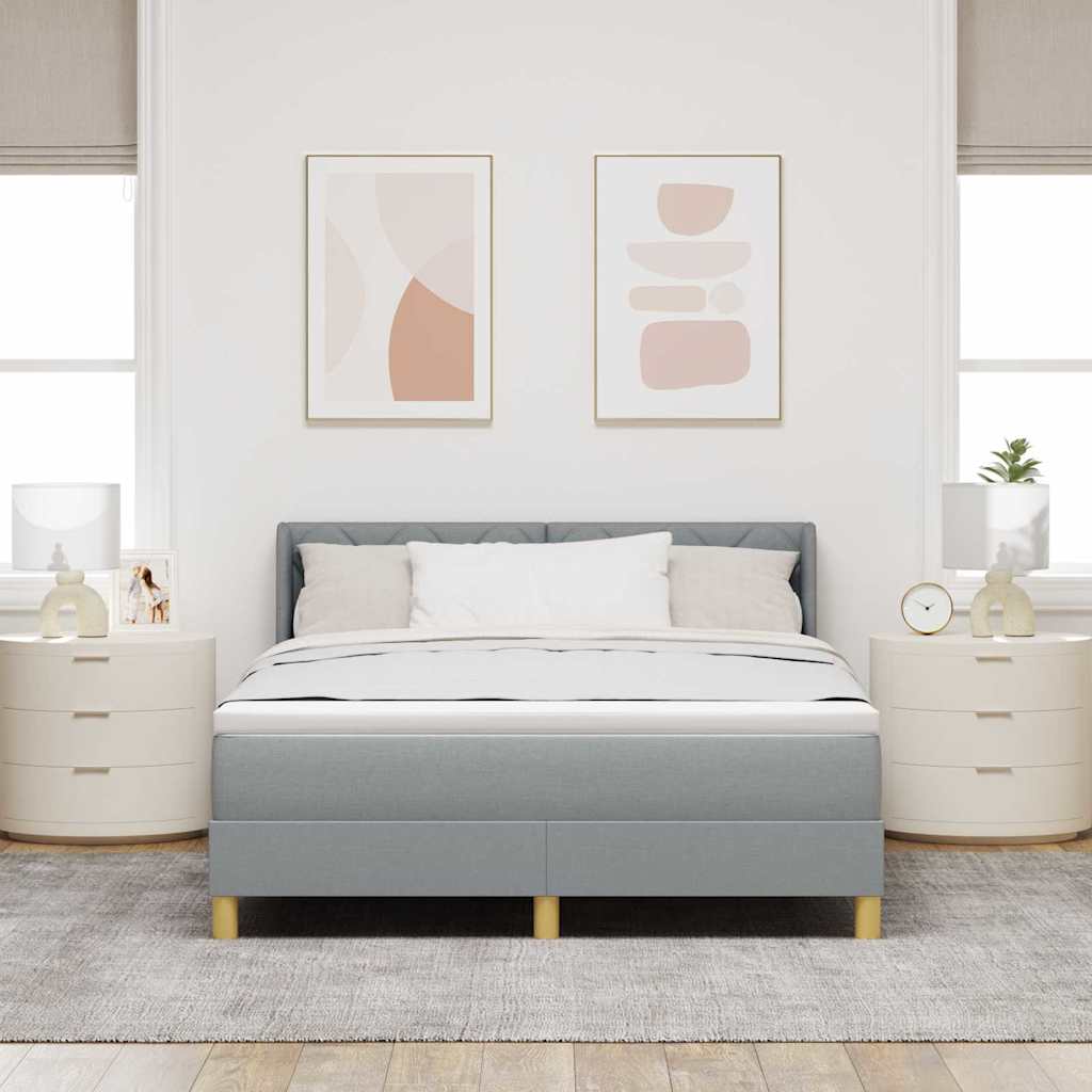 Κρεβάτι με ελατήρια Ανοιχτό γκρι 200 x 140 cm ύφασμα - Pakobazaar