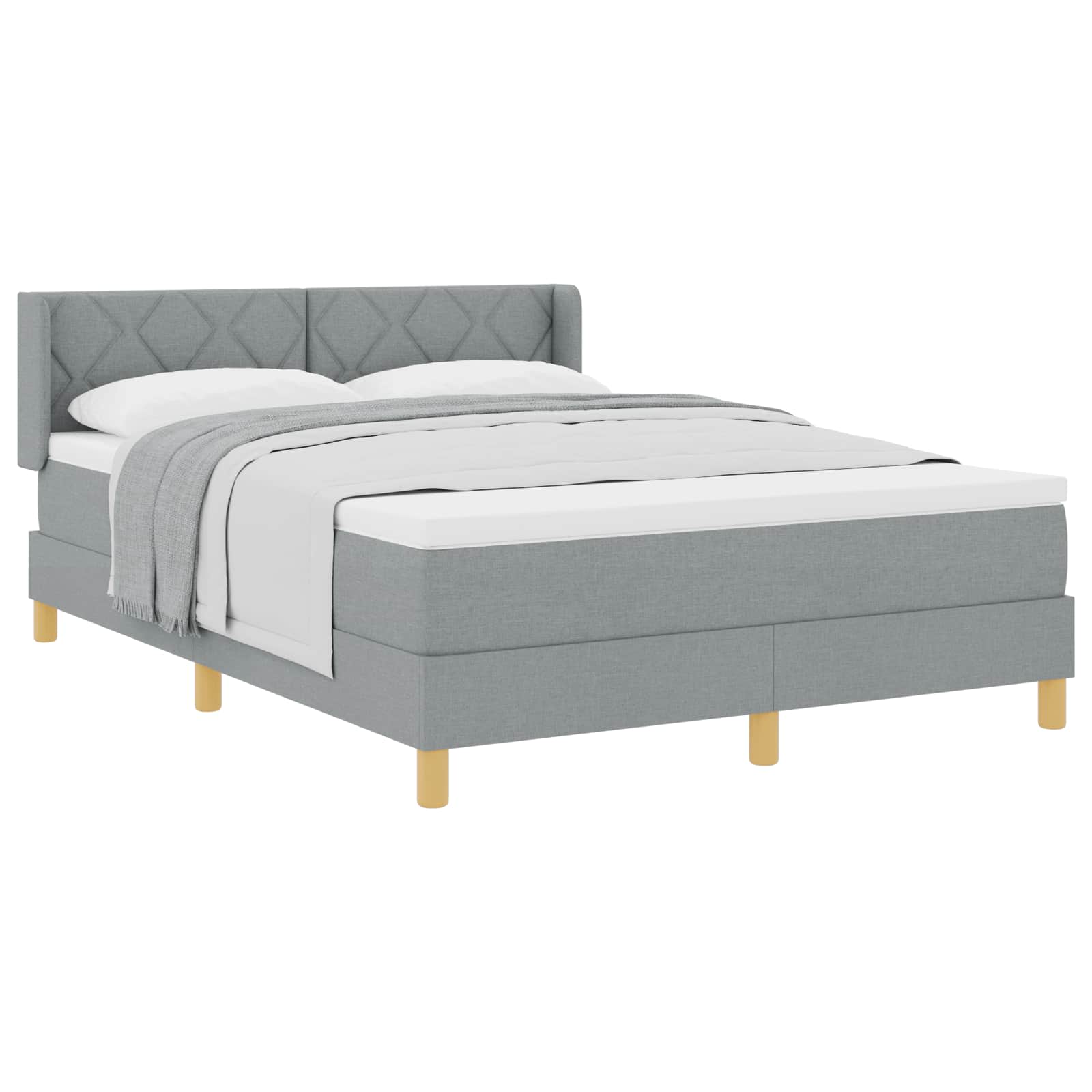 Κρεβάτι με ελατήρια Ανοιχτό γκρι 200 x 140 cm ύφασμα - Pakobazaar