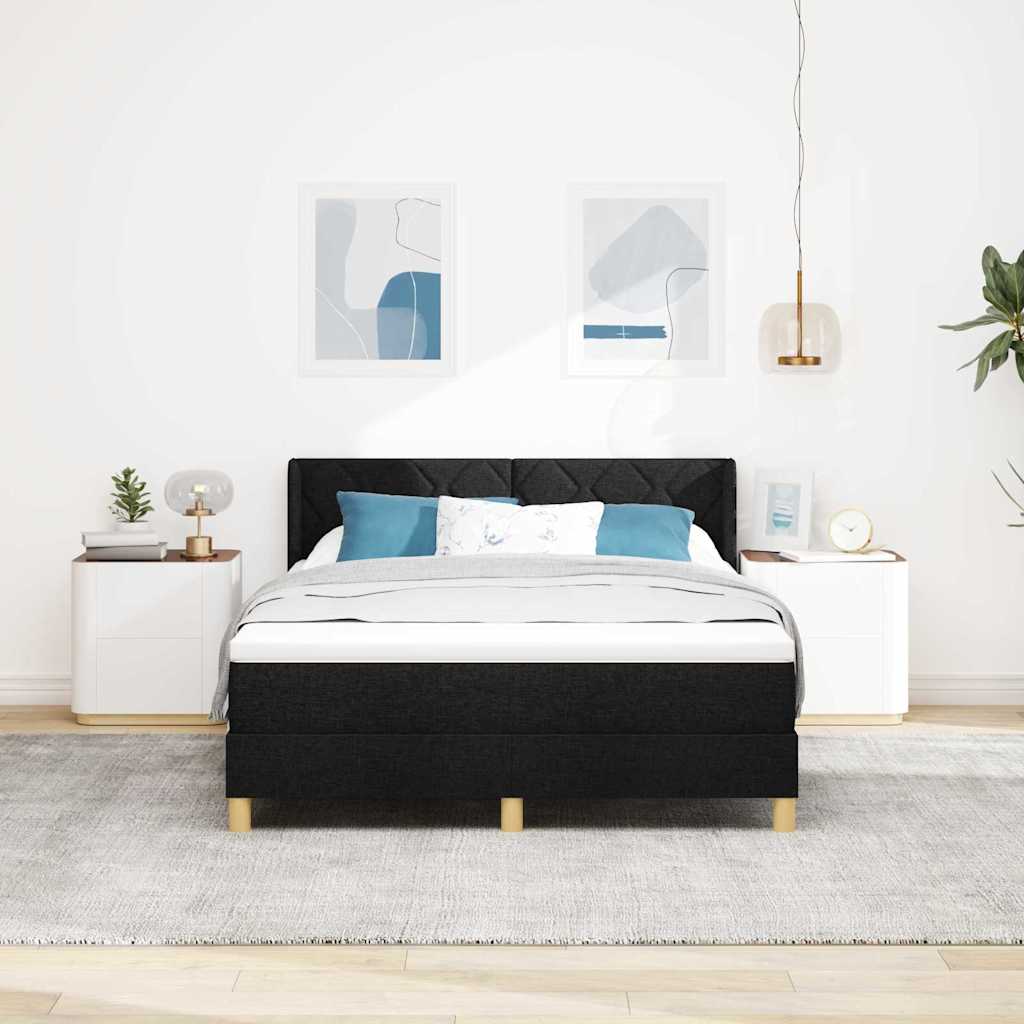 Κρεβάτι με ελατήρια με κεφαλάρι Μαύρο 200 x 140 cm ύφασμα - Pakobazaar