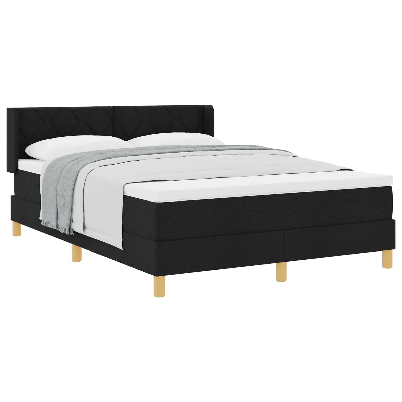 Κρεβάτι με ελατήρια με κεφαλάρι Μαύρο 200 x 140 cm ύφασμα - Pakobazaar
