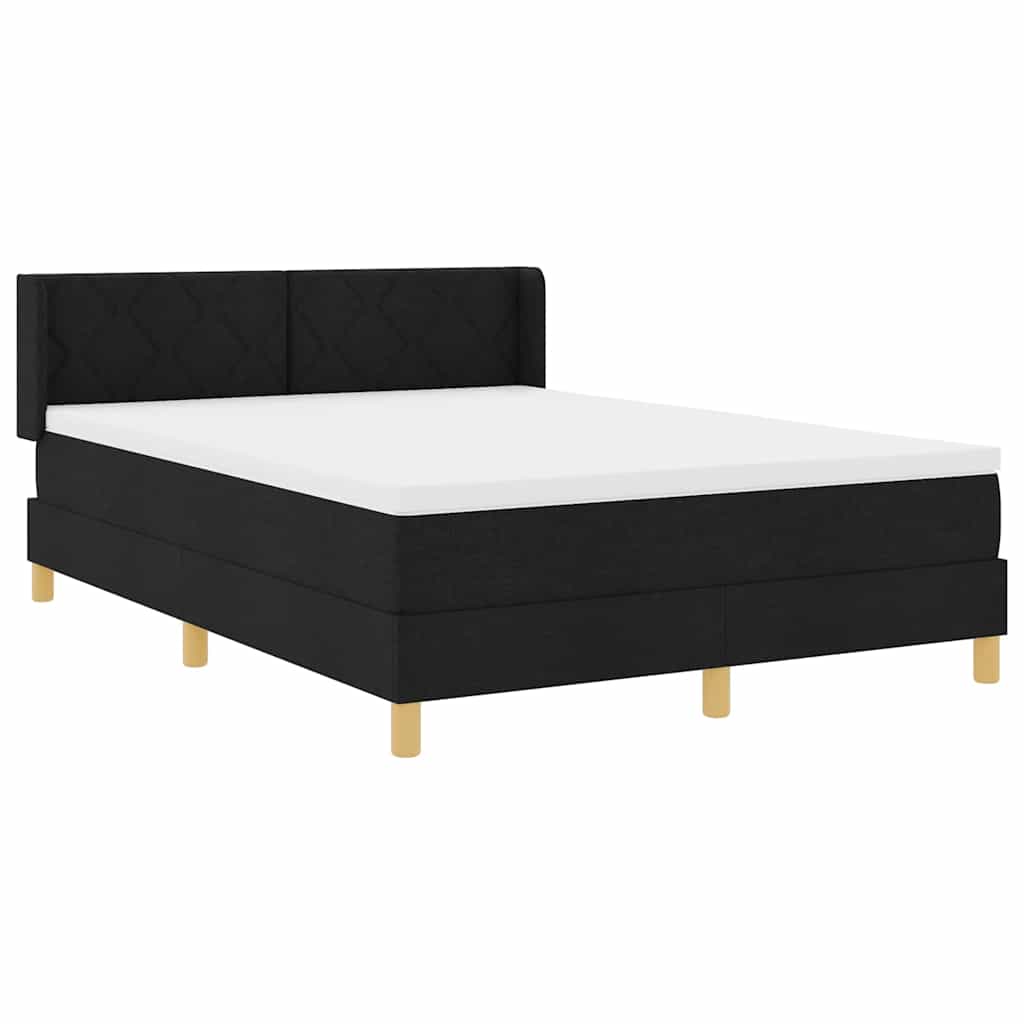 Κρεβάτι με ελατήρια με κεφαλάρι Μαύρο 200 x 140 cm ύφασμα - Pakobazaar
