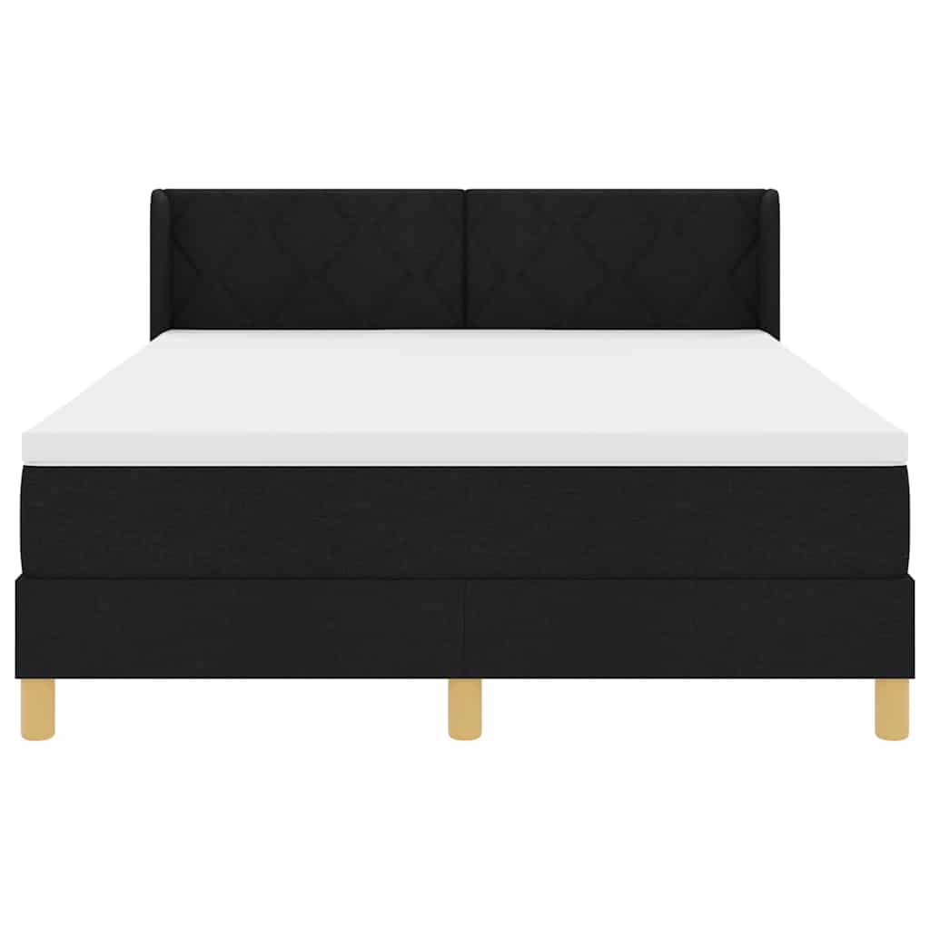 Κρεβάτι με ελατήρια με κεφαλάρι Μαύρο 200 x 140 cm ύφασμα - Pakobazaar