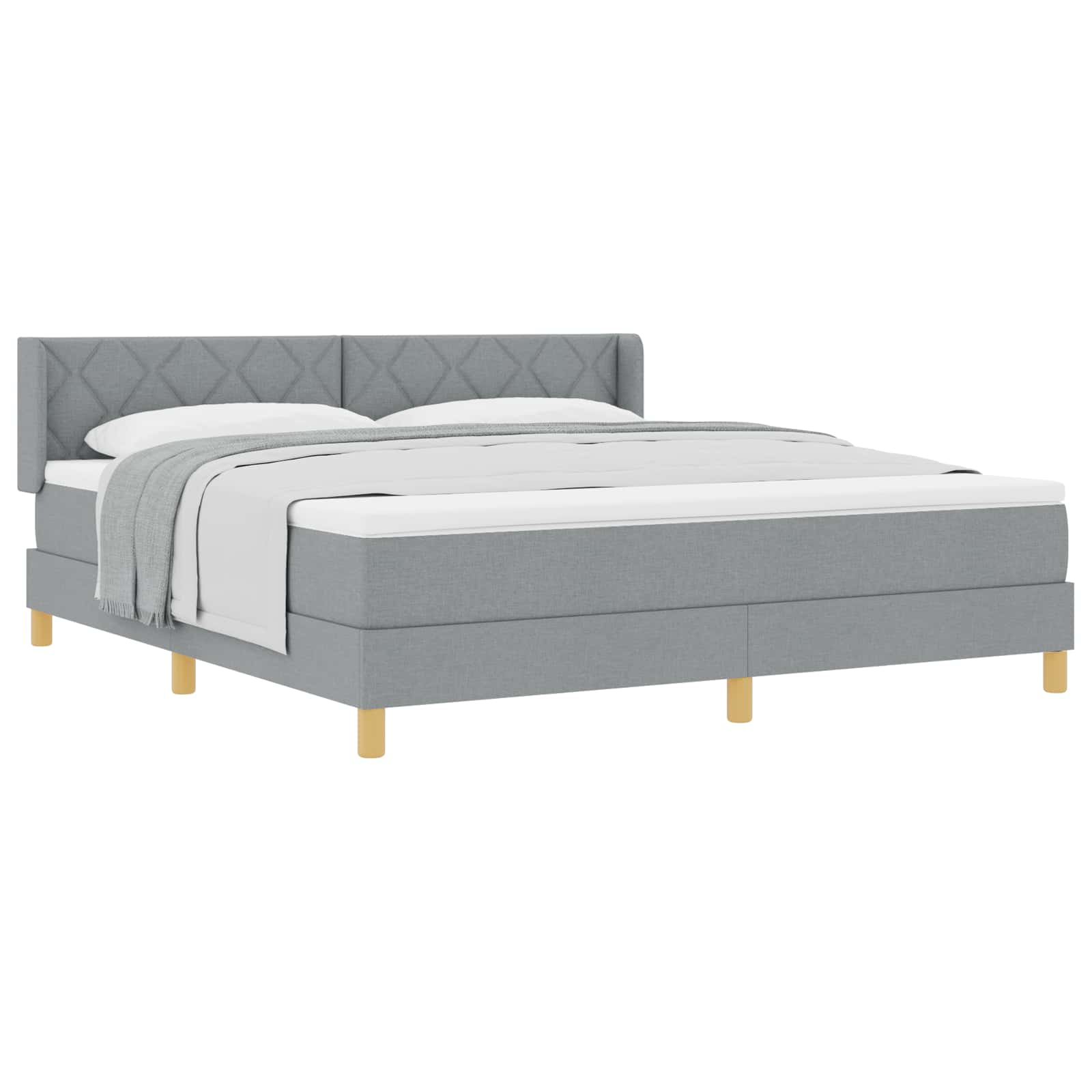 Κρεβάτι με ελατήρια Ανοιχτό γκρι 200 x 180 cm ύφασμα
