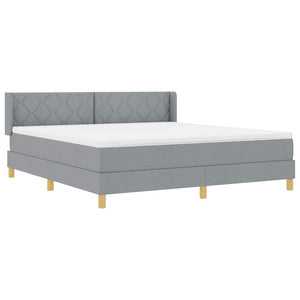 Κρεβάτι με ελατήρια Ανοιχτό γκρι 200 x 180 cm ύφασμα