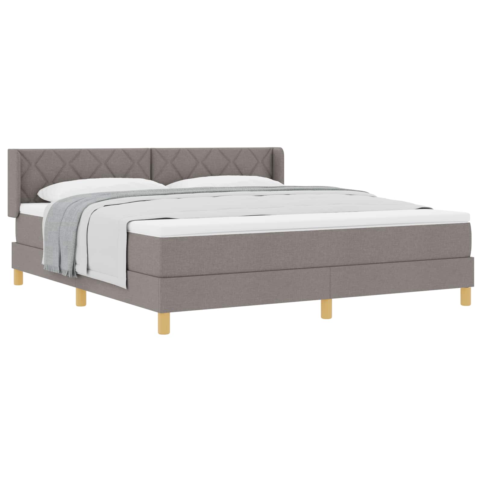 Κρεβάτι με ελατήρια με κεφαλάρι Taupe 200 x 180 cm ύφασμα - Pakobazaar