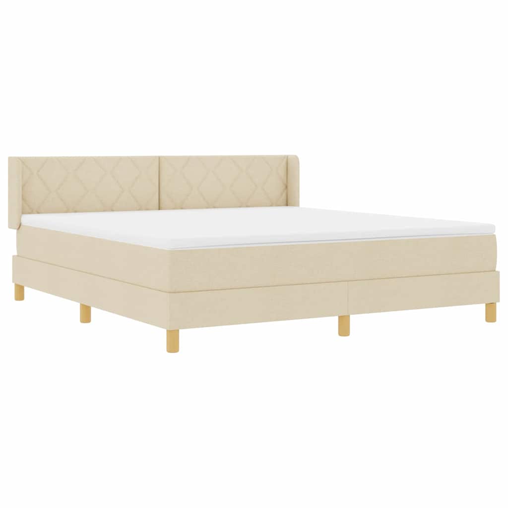 Κρεβάτι με ελατήρια με κεφαλάρι Κρεμ 200 x 180 cm ύφασμα - Pakobazaar
