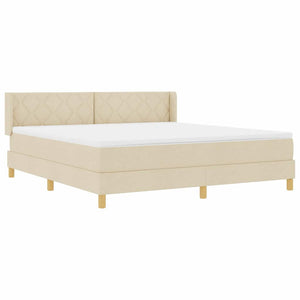 Κρεβάτι με ελατήρια με κεφαλάρι Κρεμ 200 x 180 cm ύφασμα - Pakobazaar