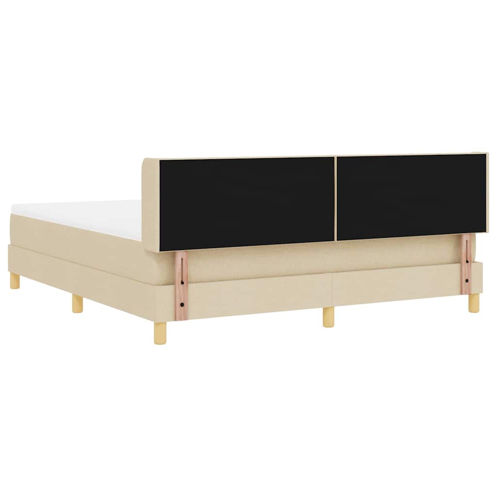 Κρεβάτι με ελατήρια με κεφαλάρι Κρεμ 200 x 180 cm ύφασμα - Pakobazaar