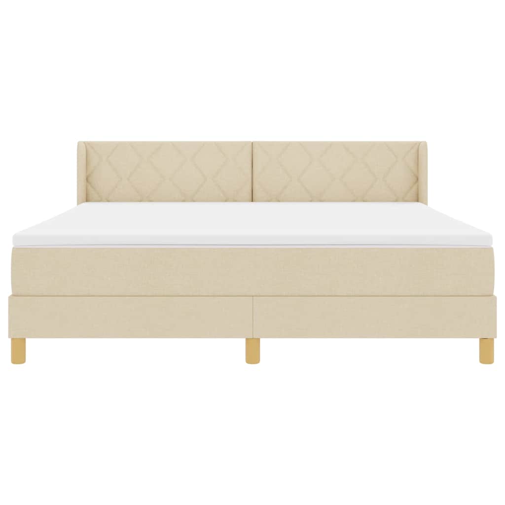 Κρεβάτι με ελατήρια με κεφαλάρι Κρεμ 200 x 180 cm ύφασμα - Pakobazaar