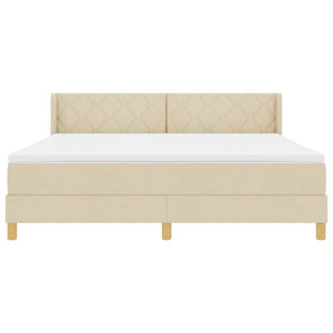 Κρεβάτι με ελατήρια με κεφαλάρι Κρεμ 200 x 180 cm ύφασμα - Pakobazaar