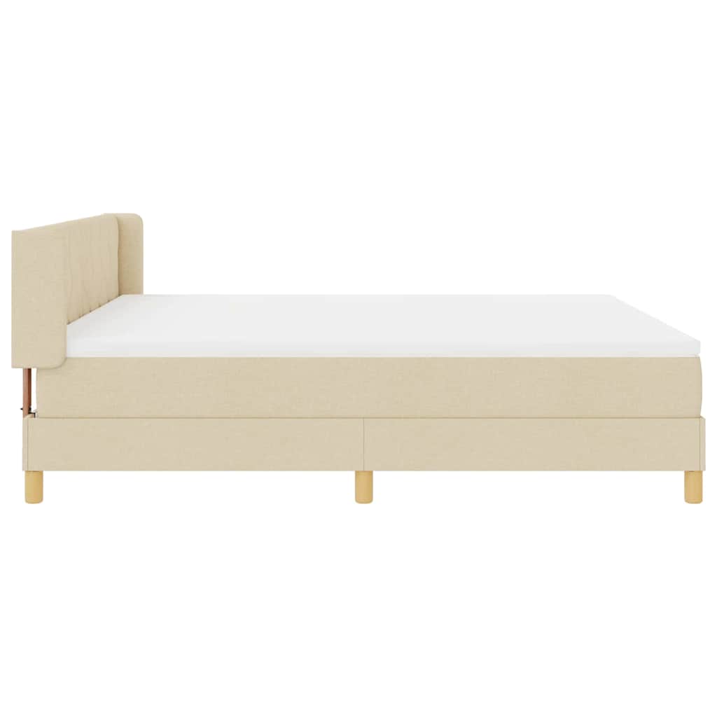 Κρεβάτι με ελατήρια με κεφαλάρι Κρεμ 200 x 180 cm ύφασμα - Pakobazaar