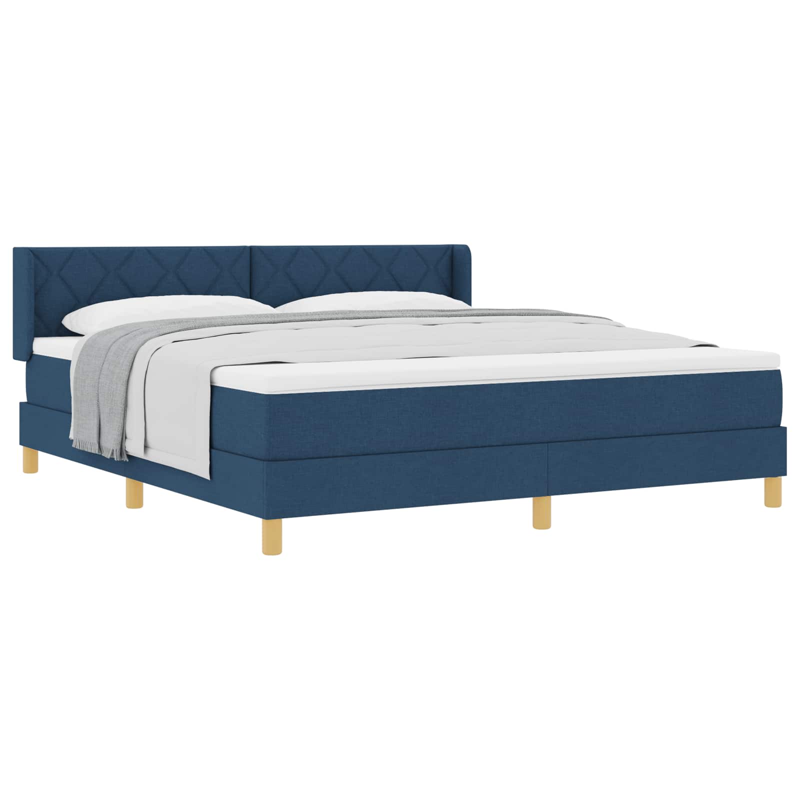 Κρεβάτι με ελατήρια με κεφαλάρι Μπλε 200 x 180 cm ύφασμα - Pakobazaar