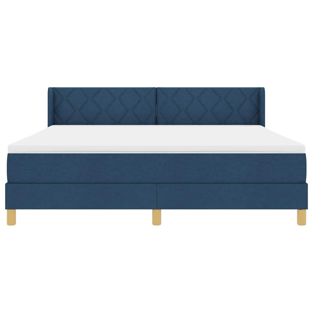Κρεβάτι με ελατήρια με κεφαλάρι Μπλε 200 x 180 cm ύφασμα - Pakobazaar