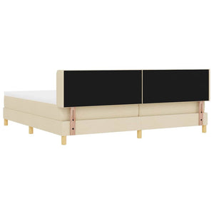 Κρεβάτι με ελατήρια με κεφαλάρι Κρεμ 200 x 200 cm ύφασμα