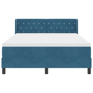 Κρεβάτι με ελατήρια Σκούρο Μπλε 190 x 140 εκατοστά Βελούδο - Pakobazaar