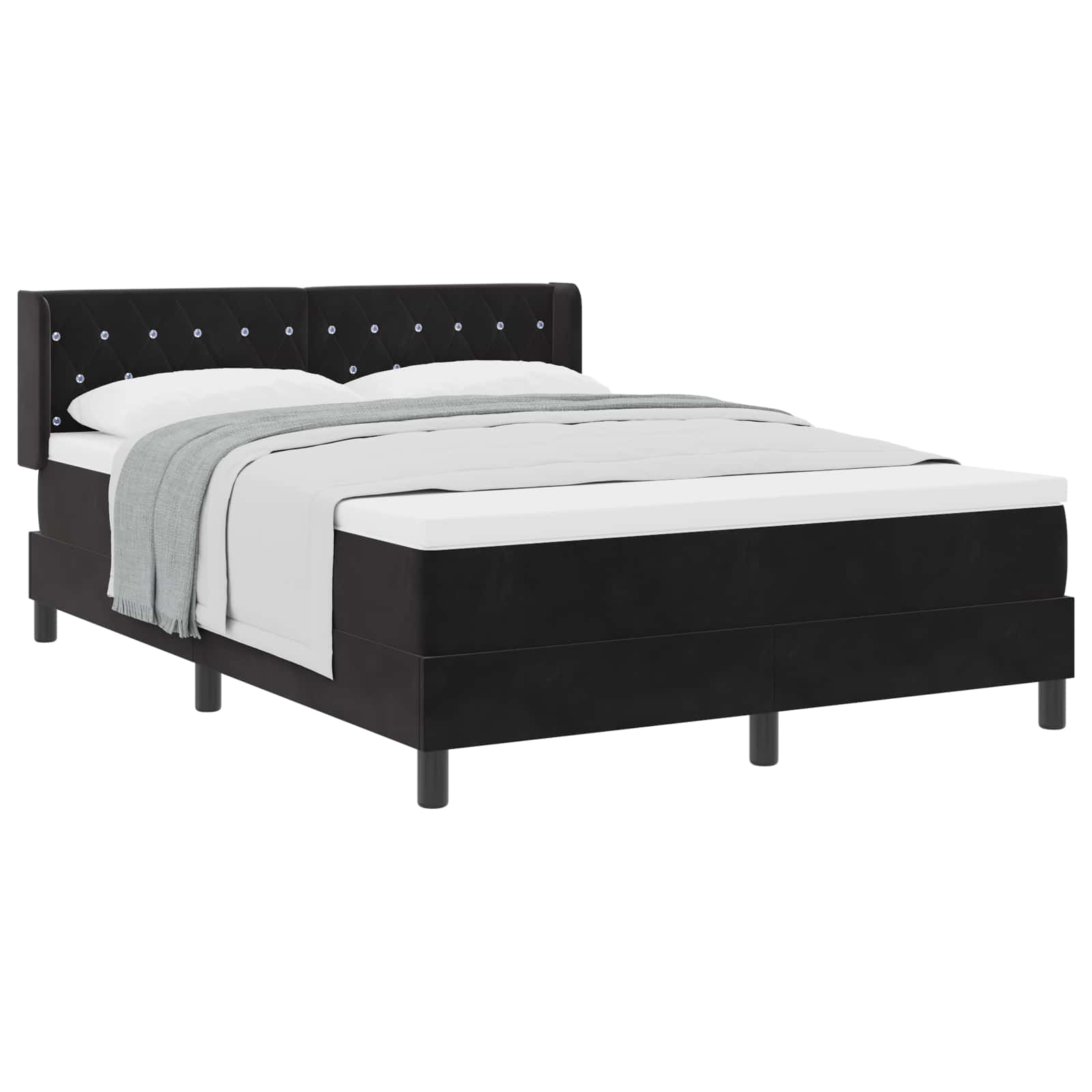 Κρεβάτι με ελατήρια με κεφαλάρι Μαύρο 200 x 140 cm Βελούδο - Pakobazaar