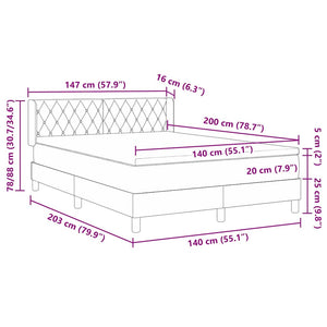 Κρεβάτι με ελατήρια Σκούρο Μπλε 200 x 140 cm Βελούδο - Pakobazaar