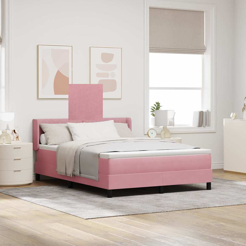 Κρεβάτι με ελατήρια με κεφαλάρι Ροζ 200 x 140 cm Βελούδο - Pakobazaar