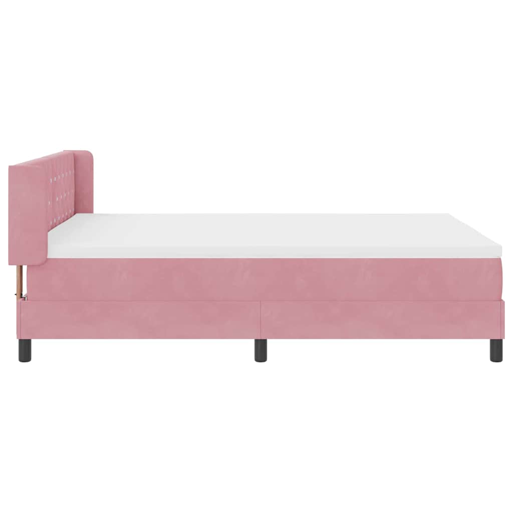Κρεβάτι με ελατήρια με κεφαλάρι Ροζ 200 x 140 cm Βελούδο - Pakobazaar