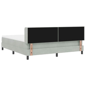 Κρεβάτι με ελατήρια Ανοιχτό γκρι 200 x 180 cm Βελούδο - Pakobazaar