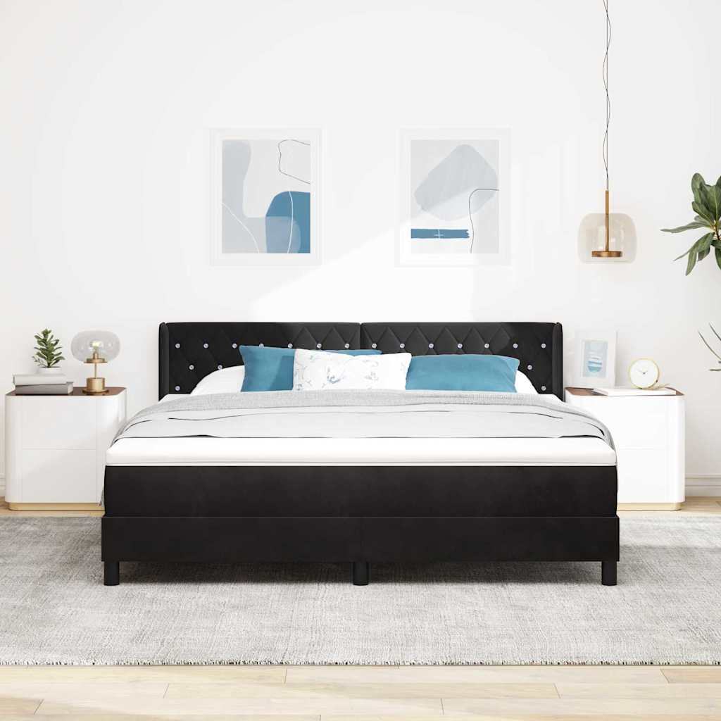 Κρεβάτι με ελατήρια με κεφαλάρι Μαύρο 200 x 180 cm Βελούδο - Pakobazaar