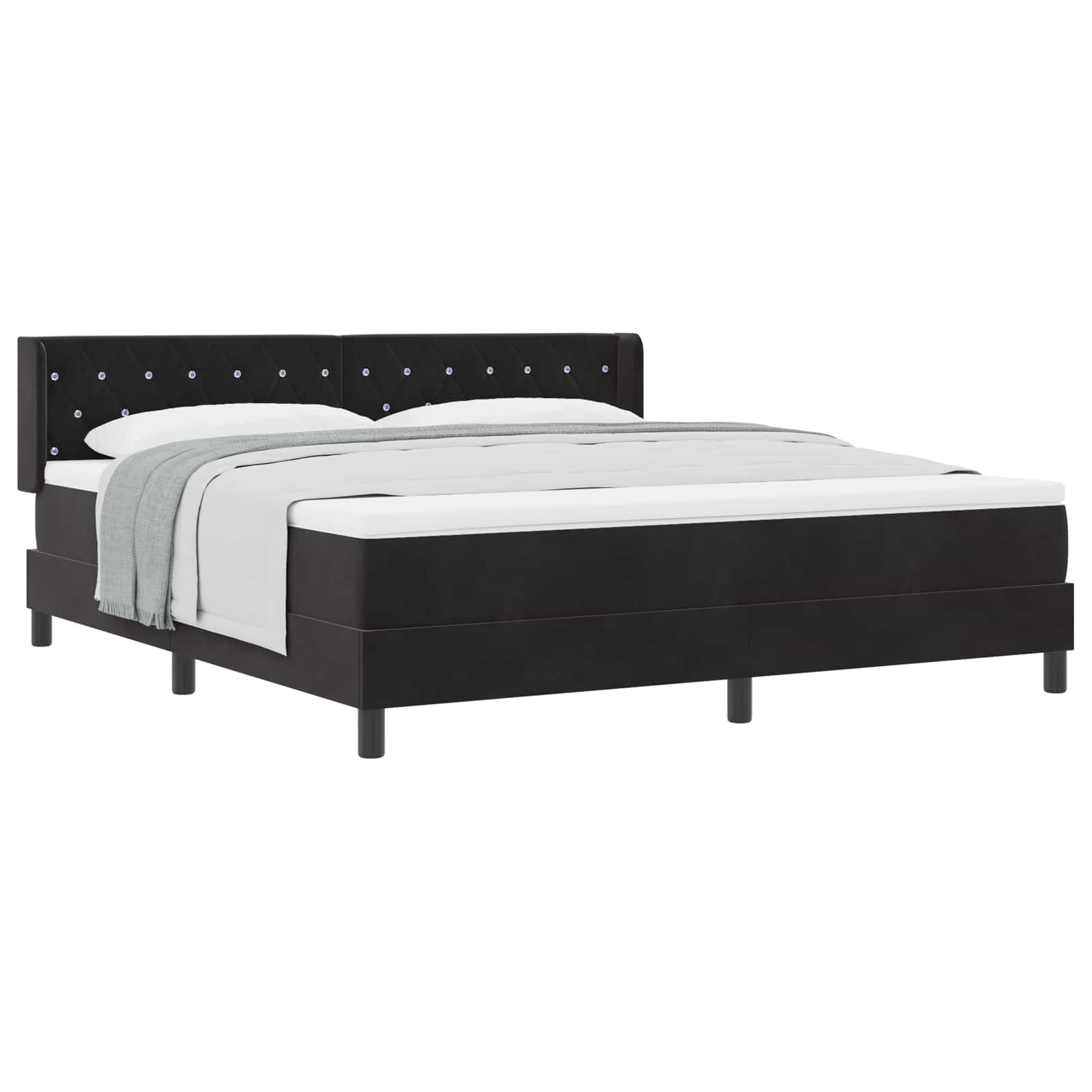 Κρεβάτι με ελατήρια με κεφαλάρι Μαύρο 200 x 180 cm Βελούδο - Pakobazaar