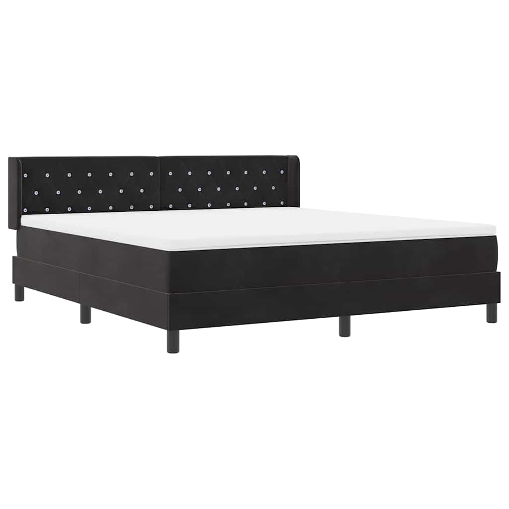 Κρεβάτι με ελατήρια με κεφαλάρι Μαύρο 200 x 180 cm Βελούδο - Pakobazaar