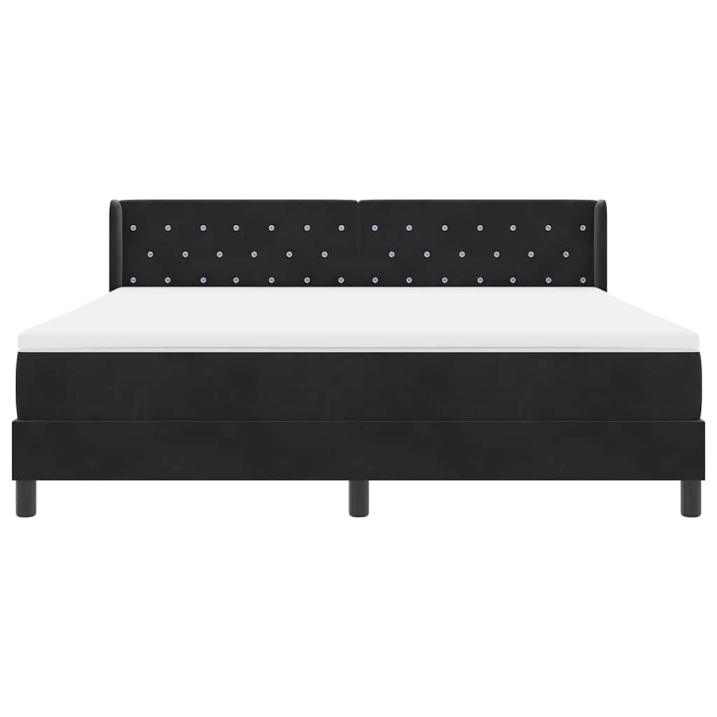 Κρεβάτι με ελατήρια με κεφαλάρι Μαύρο 200 x 180 cm Βελούδο - Pakobazaar