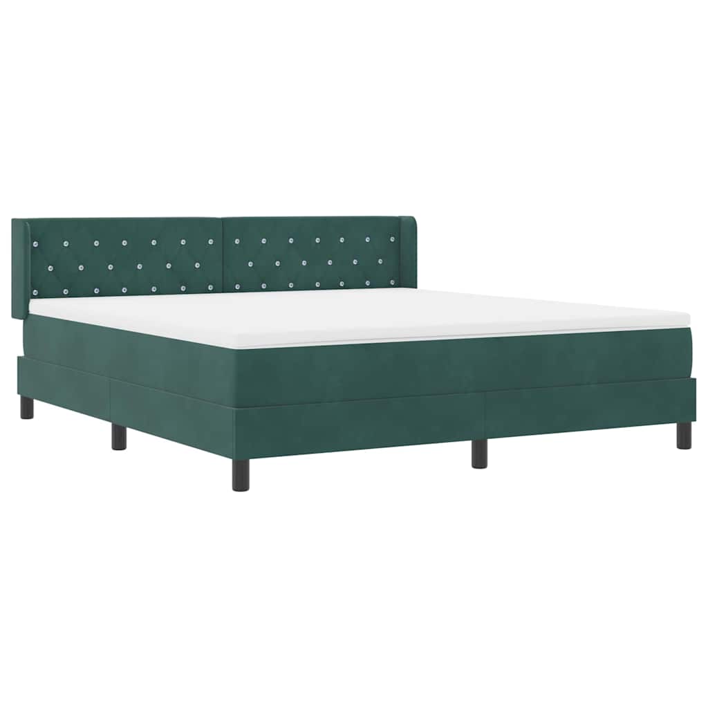 Κρεβάτι με ελατήρια Σκούρο Πράσινο 200 x 180 cm Βελούδο - Pakobazaar