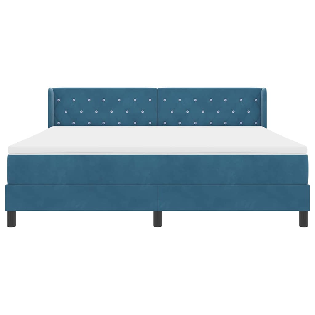 Κρεβάτι με ελατήρια Σκούρο Μπλε 200 x 180 cm Πολυεστέρας - Pakobazaar
