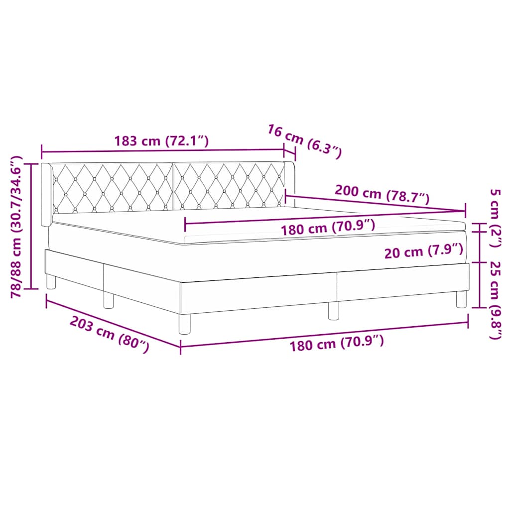 Κρεβάτι με ελατήρια με στρώμα Ροζ 200 x 180 cm Πολυεστέρας - Pakobazaar