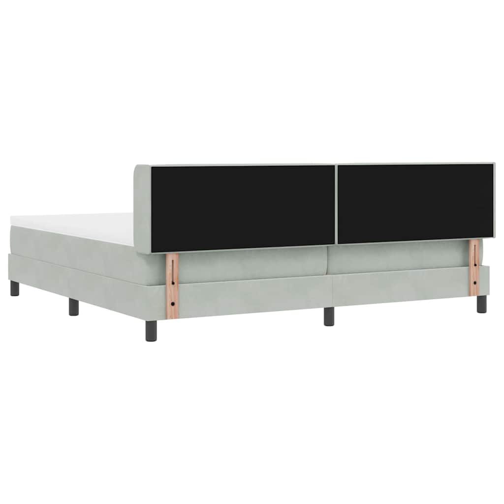 Κρεβάτι με ελατήρια Ανοιχτό γκρι 200 x 200 cm Πολυεστέρας - Pakobazaar