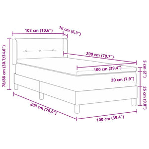 Κρεβάτι με ελατήρια Σκούρο Μπλε 200 x 100 cm Βελούδο - Pakobazaar