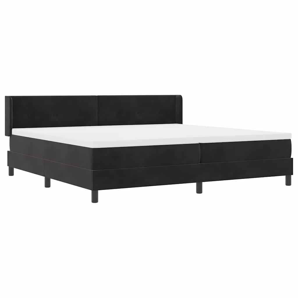 Κρεβάτι με ελατήρια με κεφαλάρι Μαύρο 200 x 200 cm Βελούδο