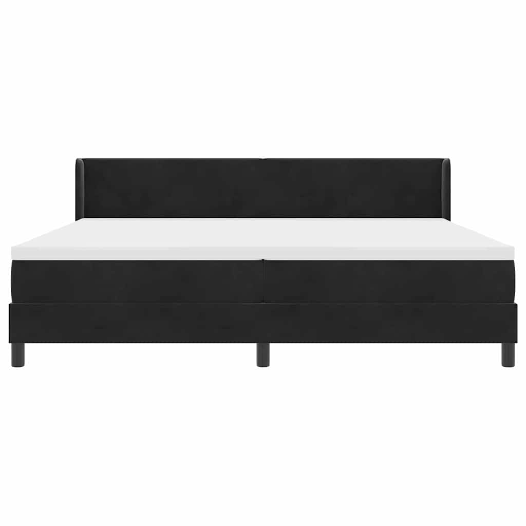 Κρεβάτι με ελατήρια με κεφαλάρι Μαύρο 200 x 200 cm Βελούδο