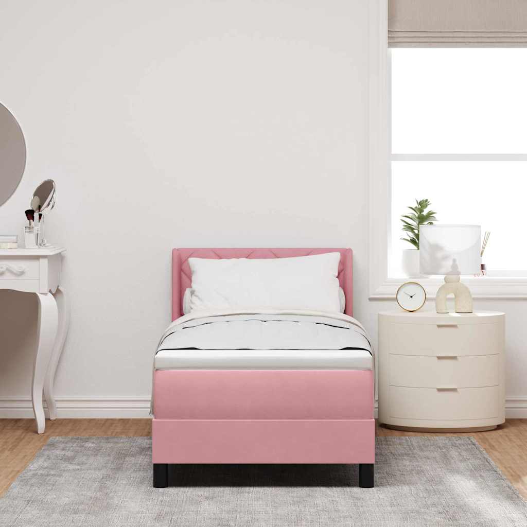 Κρεβάτι με ελατήρια με κεφαλάρι Ροζ 200 x 80 εκατοστά Βελούδο - Pakobazaar