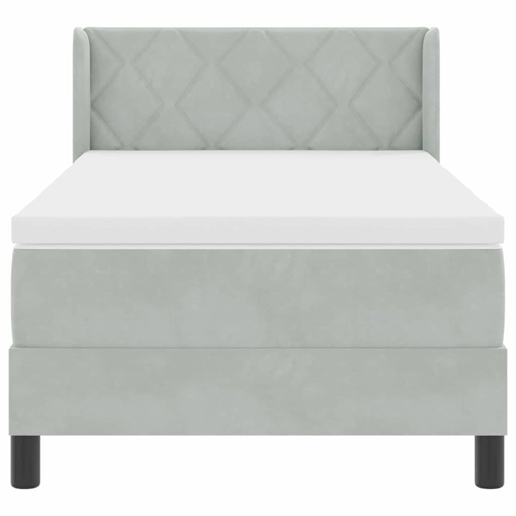 Κρεβάτι με ελατήρια Ανοιχτό γκρι 190 x 90 cm Πολυεστέρας - Pakobazaar