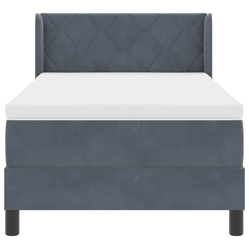 Κρεβάτι με ελατήρια Σκούρο Γκρι 190 x 90 cm Πολυεστέρας - Pakobazaar