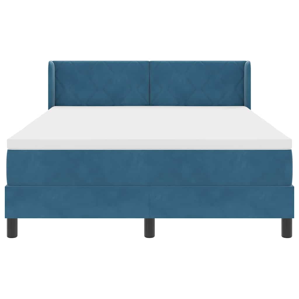 Κρεβάτι με ελατήρια Σκούρο Μπλε 200 x 140 cm Βελούδο - Pakobazaar