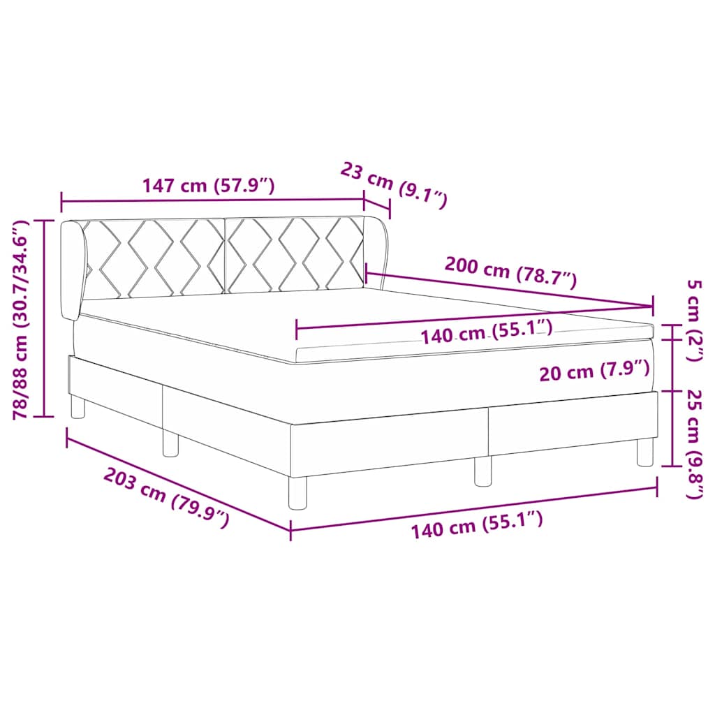 Κρεβάτι με ελατήρια Σκούρο Μπλε 200 x 140 cm Βελούδο - Pakobazaar