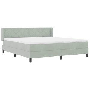 Κρεβάτι με ελατήρια Ανοιχτό γκρι 200 x 180 cm Βελούδο - Pakobazaar