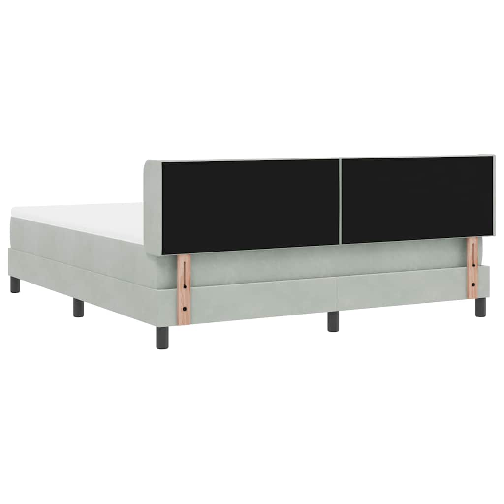 Κρεβάτι με ελατήρια Ανοιχτό γκρι 200 x 180 cm Πολυεστέρας - Pakobazaar
